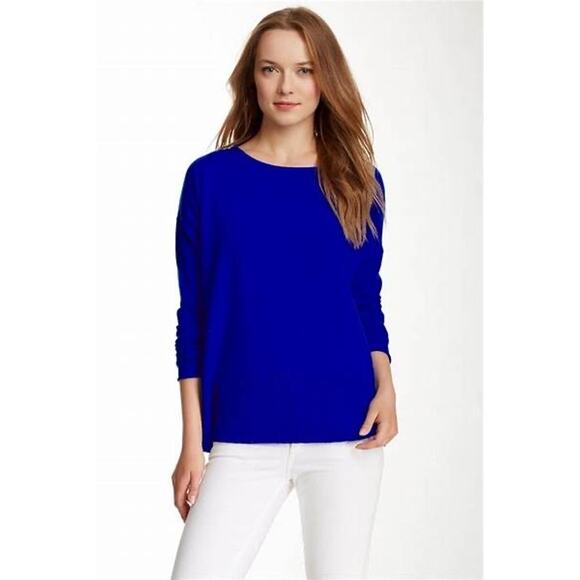 Diane von Furstenberg Bozeman Blue Wool Cashmere Long Sleeve Pullover Sweater S - Picture 1 of 12